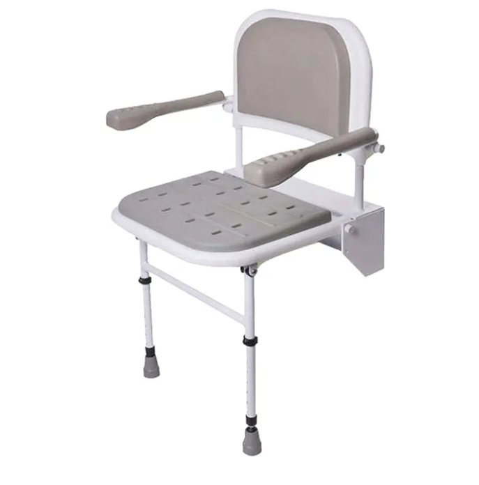 NRS Healthcare Folding Shower Seat with Legs - Padded Seat - Back and Arms