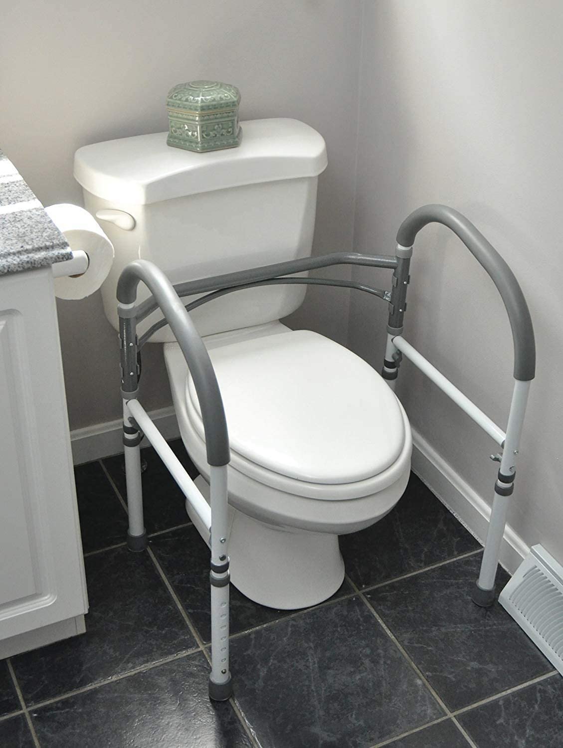 Vaunn Deluxe Bathroom Safety Toilet Rail - Adjustable Toilet Safety Frame - Medical Handrail Assist Grab bar Handle