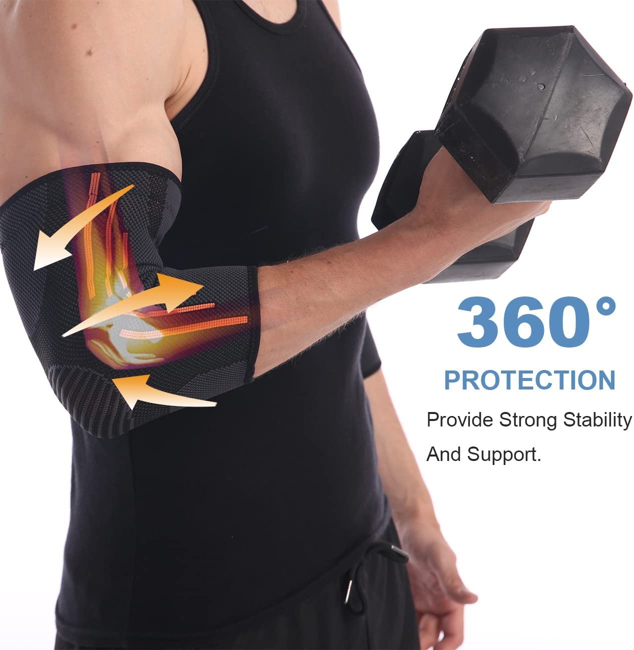 Elbow Supports 2 Pack, Anti-Slip Elbow Support Brace for Men/Women, Breathable Elbow Brace for Joint Pain Relief/Arthritis/Recovery, Elbow Compression