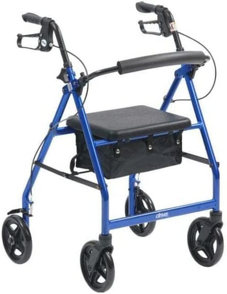 drive Blue 4-Wheel Walker Folding Rollator with Padded Seat